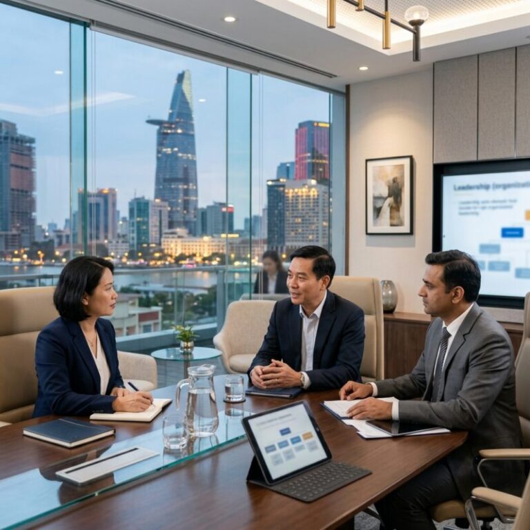 General Director recruitment Vietnam - Dynamic cityscape of Ho Chi Minh City at dusk, symbolizing business growth and opportunity in Vietnam.