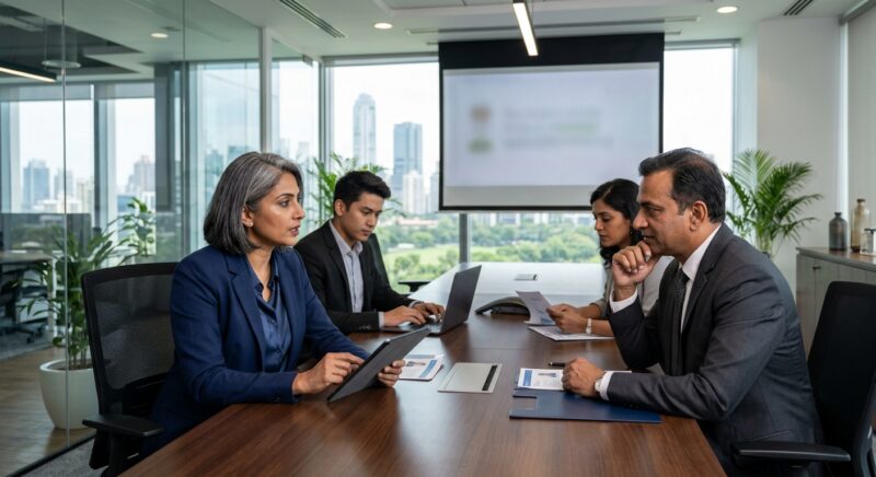 executive search consultants India - Strategic planning session with senior executives around a table