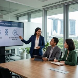 executive search pharmaceutical industry Singapore - Professionals in a modern office collaborating