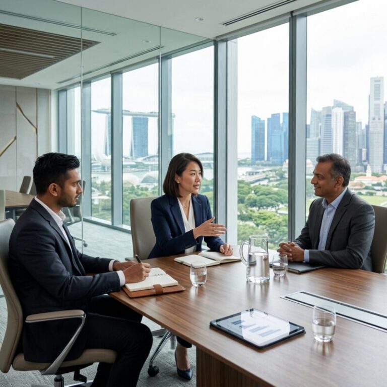 CHRO recruitment banking Singapore - Senior banking executives collaborating in a modern office