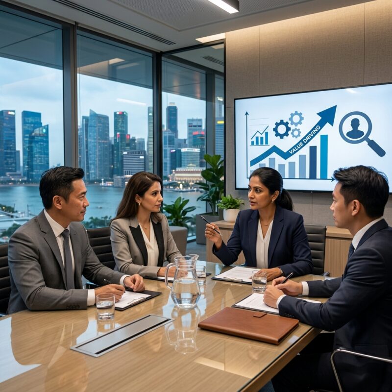 CEO search private equity portfolio company - Business leaders in a boardroom discussion