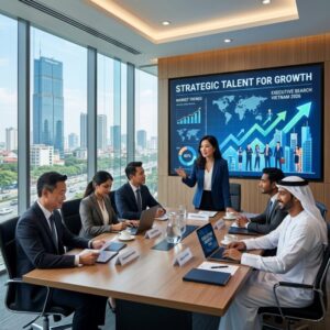 executive search firm Vietnam 2026 - Diverse global business leaders collaborating in a modern office setting