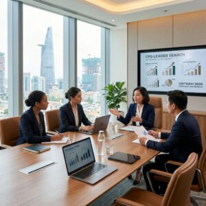 CFO recruitment Vietnam 2026 - Business leaders discussing financial strategy in a modern office