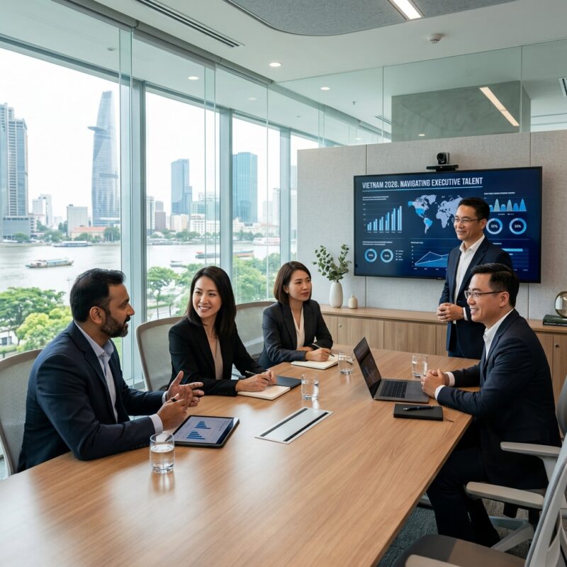 C-suite headhunting Vietnam 2026 - Executives collaborating in a modern boardroom