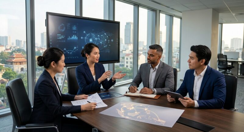 C-suite headhunting Vietnam 2026 - Global map highlighting key business hubs and talent markets