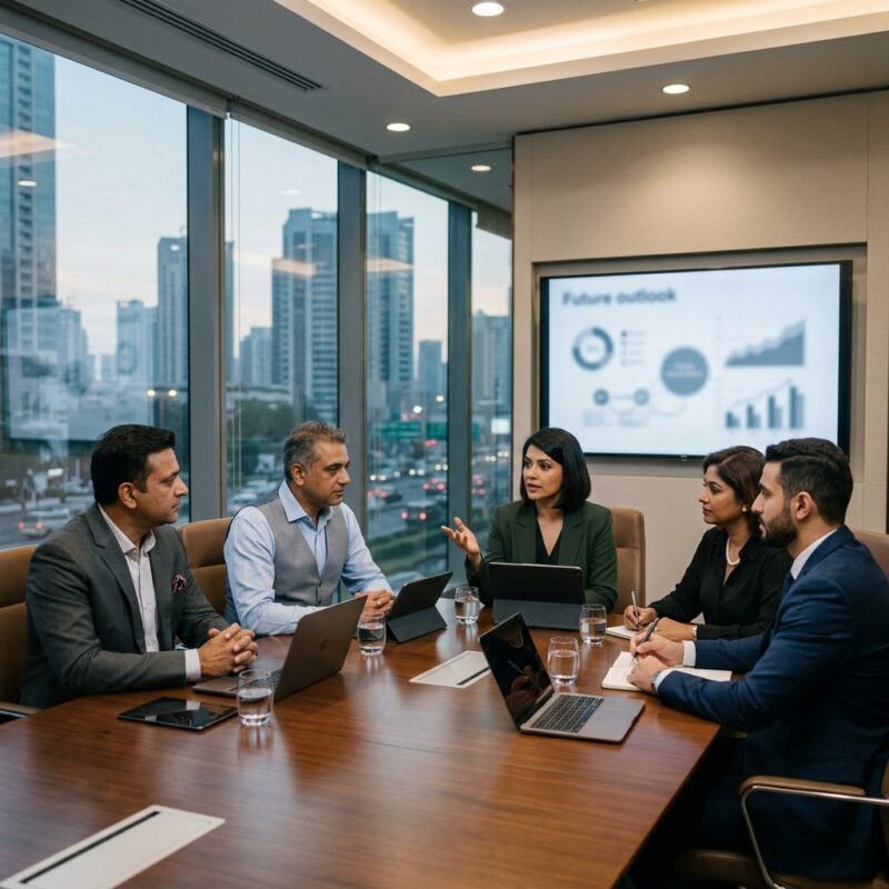 senior management recruitment India 2026 - Diverse group of senior executives in a modern office collaborating