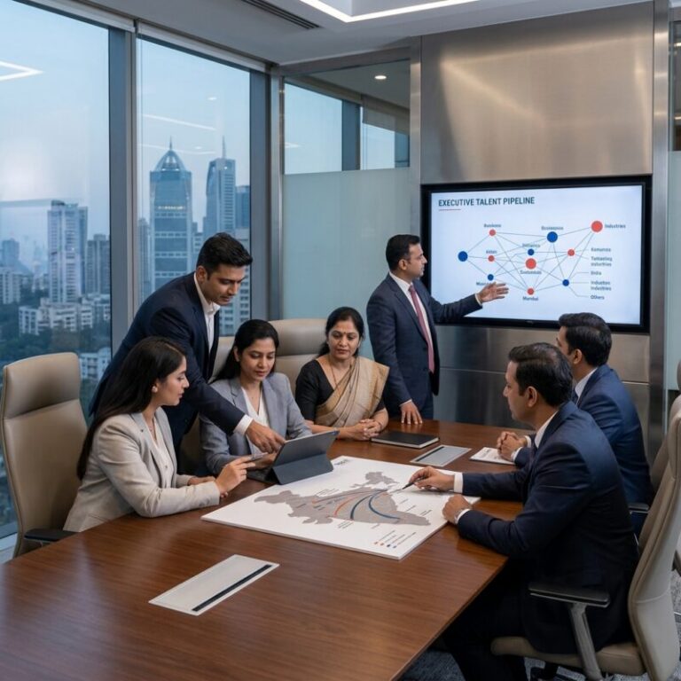 senior management recruitment India 2026 - Diverse team of senior executives collaborating in a modern office