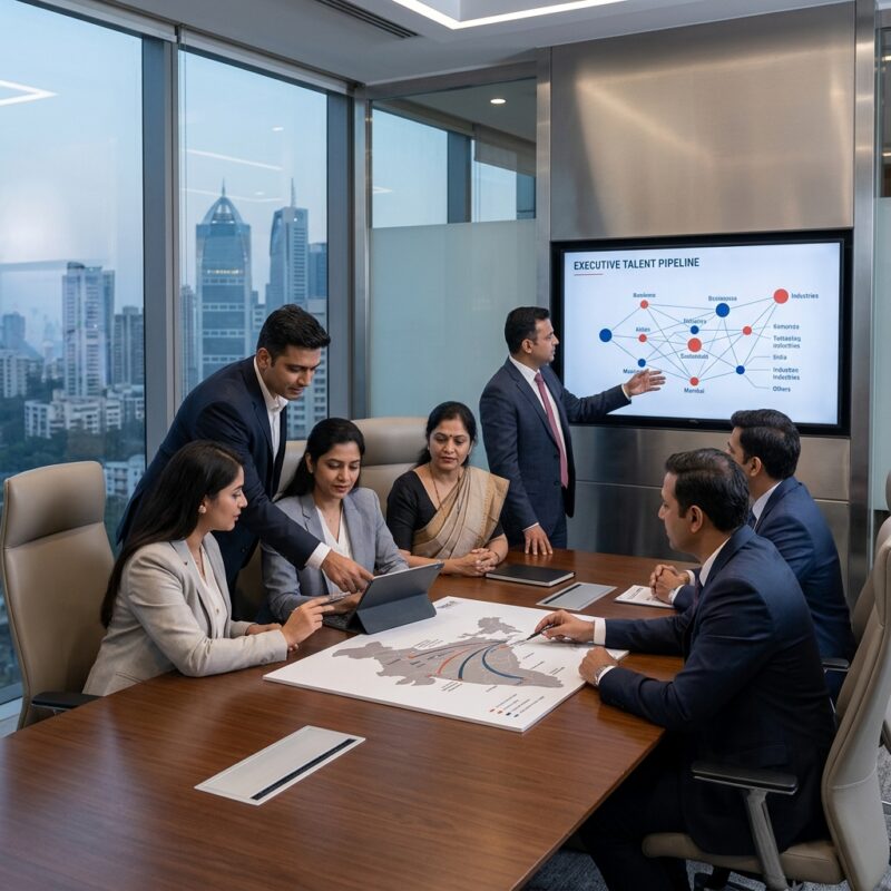 senior management recruitment India 2026 - Diverse team of senior executives collaborating in a modern office
