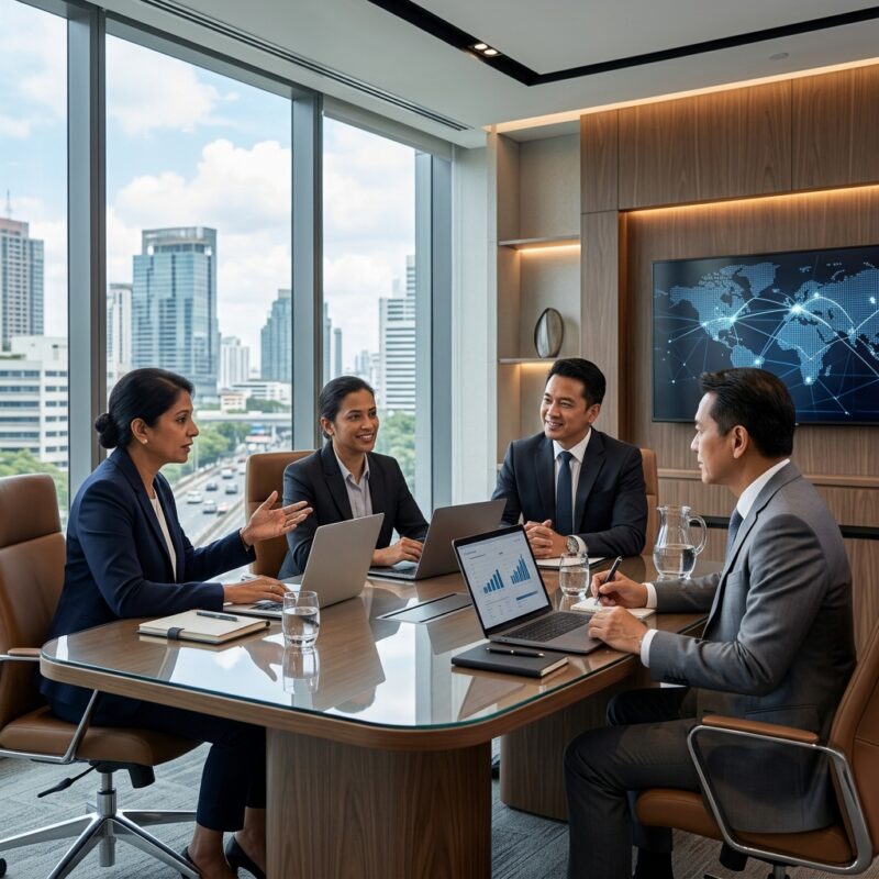 executive search Thailand 2026 - Professionals collaborating in a modern office environment in Thailand