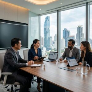 CFO headhunting Thailand 2026 - Professional business meeting discussing financial strategies