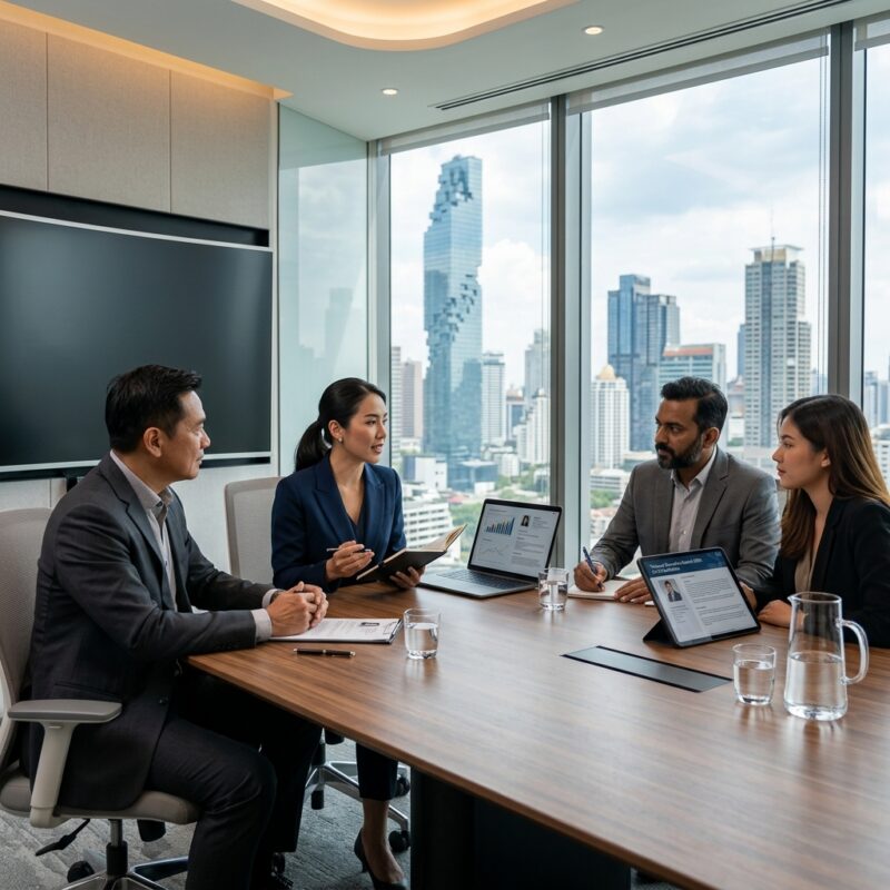 CFO headhunting Thailand 2026 - Professional business meeting discussing financial strategies