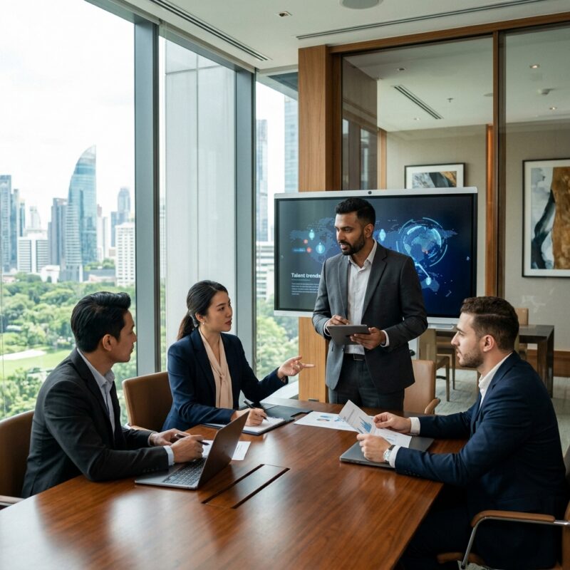 C-level recruitment Thailand 2026 - Business leaders in a modern boardroom discussing strategic growth