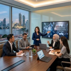 C-level recruitment Thailand 2026 - Executive leaders collaborating in a modern office environment