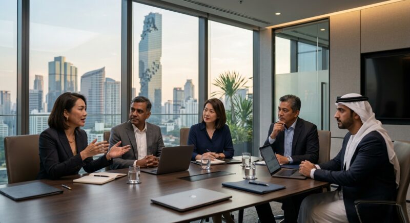 C-level recruitment Thailand 2026 - Executive interview in a modern Bangkok meeting room