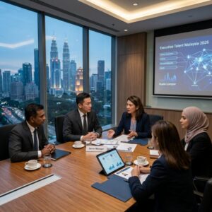 senior manager headhunting Malaysia 2026 - Professional business meeting with diverse executives in a modern office