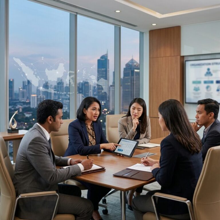 executive search Indonesia 2026 - Professionals collaborating in a modern office boardroom