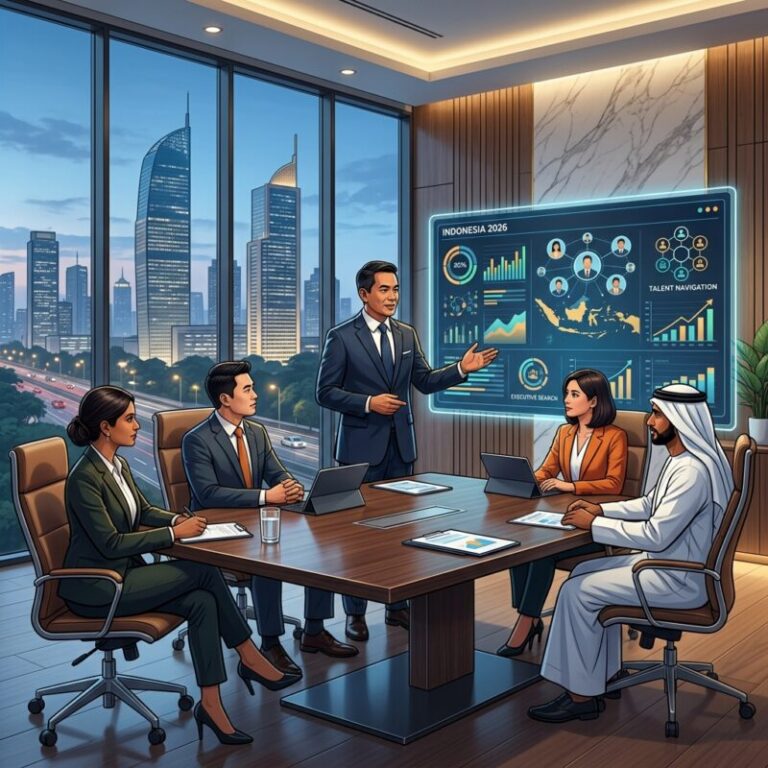 executive search Indonesia 2026 - Professionals in a modern office collaborating on a strategic plan