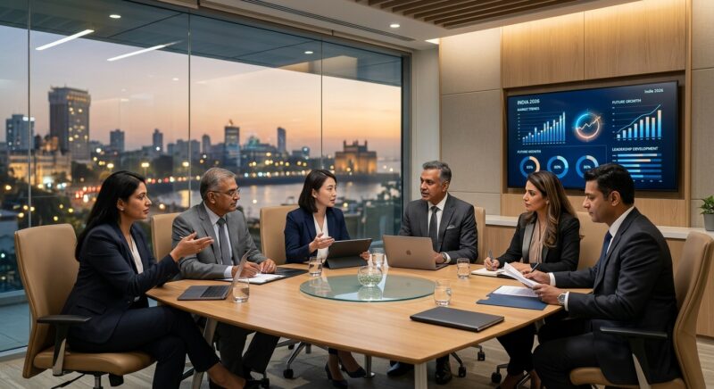senior management recruitment India 2026 - Professional headhunter discussing talent strategy with a client