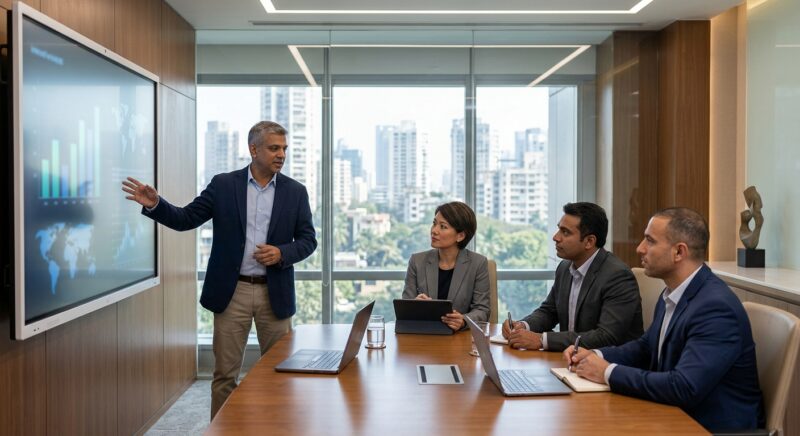 Managing Director search India 2026 - Diverse team of executives collaborating on a strategic plan