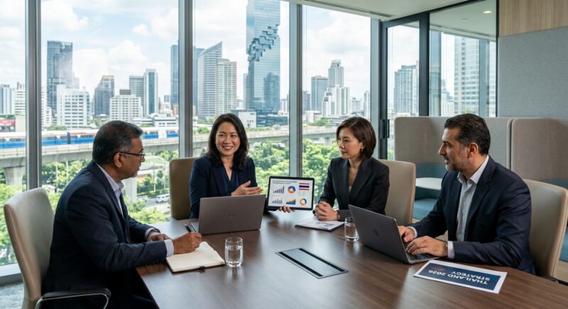 executive search Thailand 2026 - Executives shaking hands in a boardroom