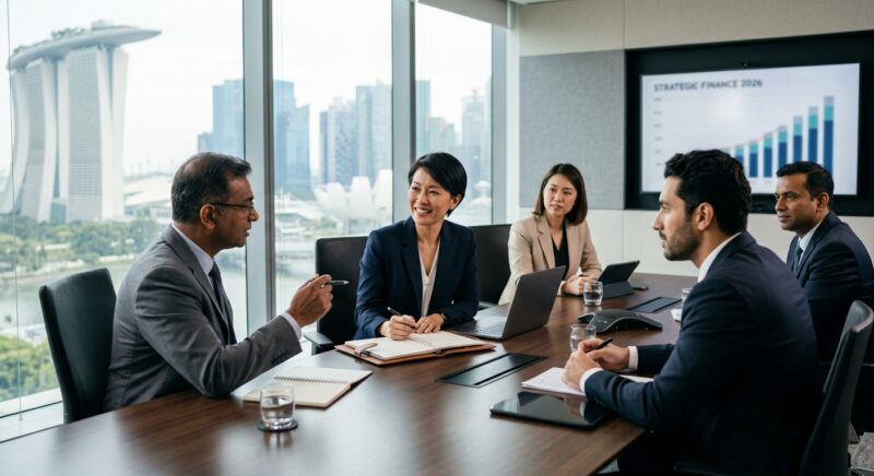 CFO headhunting Thailand 2026 - Diverse team collaborating on a financial report