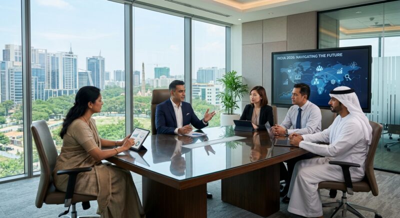 executive search firm India 2026 - Professional business meeting with executives discussing growth strategies