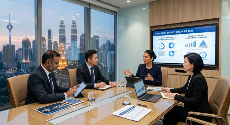 senior manager headhunting Malaysia 2026 - Diverse team collaborating on a global business strategy