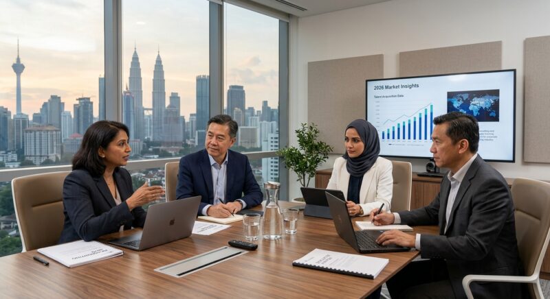 senior manager headhunting Malaysia 2026 - A global team collaborating remotely on a complex project