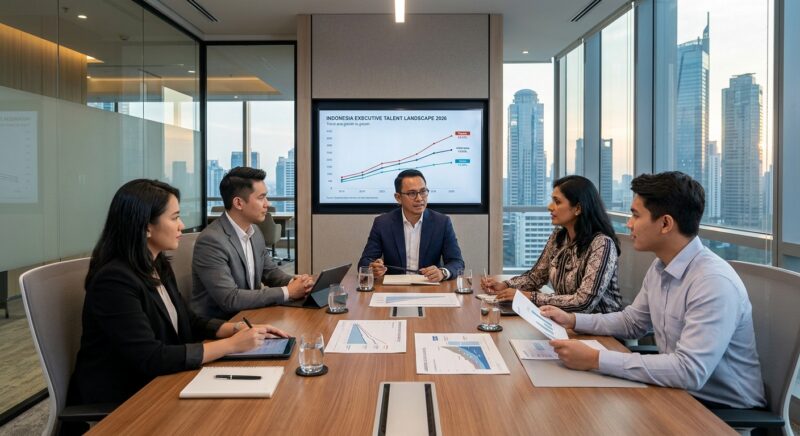 executive search Indonesia 2026 - Diverse team of executives collaborating in a boardroom meeting