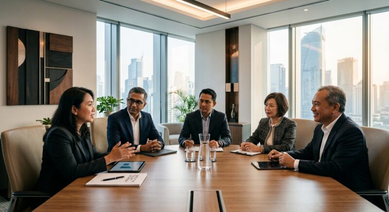 CHRO recruitment Indonesia 2026 - Professionals discussing strategic HR initiatives in a contemporary workspace