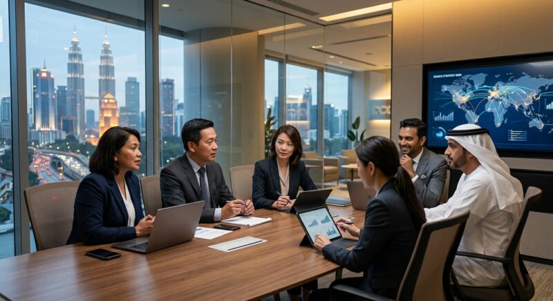 executive search Indonesia 2026 - Executive shaking hands with a new team member in a boardroom