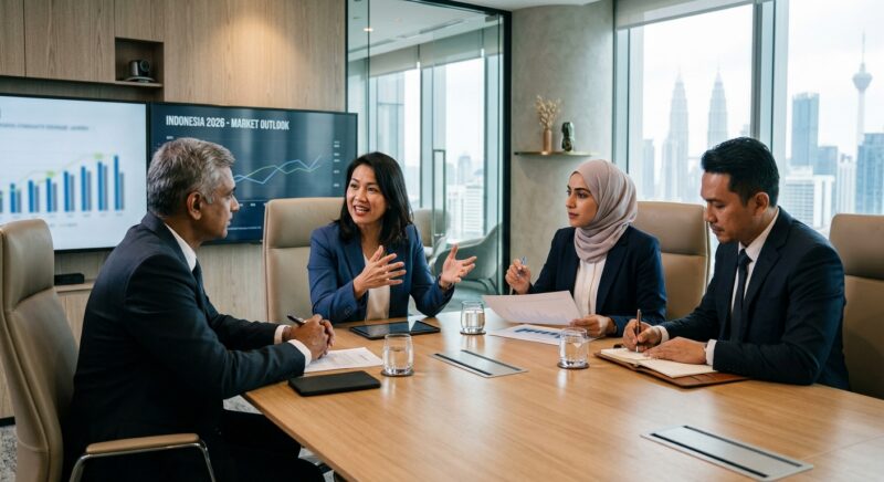 senior management hiring Indonesia 2026 - Two professionals shaking hands in a boardroom meeting