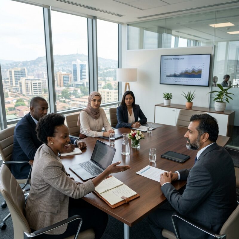 executive search firm Rwanda 2026 - Professional business meeting discussing executive recruitment strategy