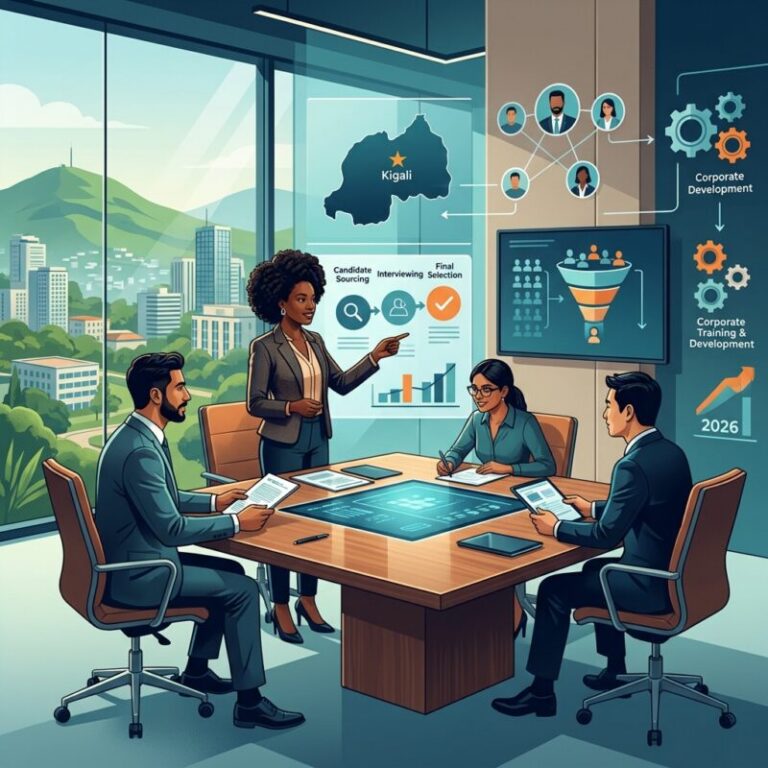 how to hire a CEO in Rwanda 2026 - Business professionals discussing leadership recruitment strategy in an office
