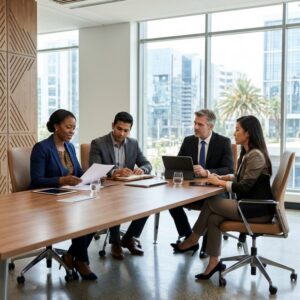 headhunting company Ethiopia 2026 - Business professionals discussing recruitment strategy in a modern office