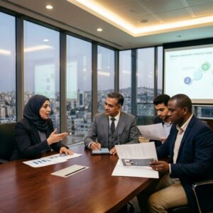 hire a managing director for a Jordan subsidiary 2026 - Professional business meeting discussing leadership recruitment strategy